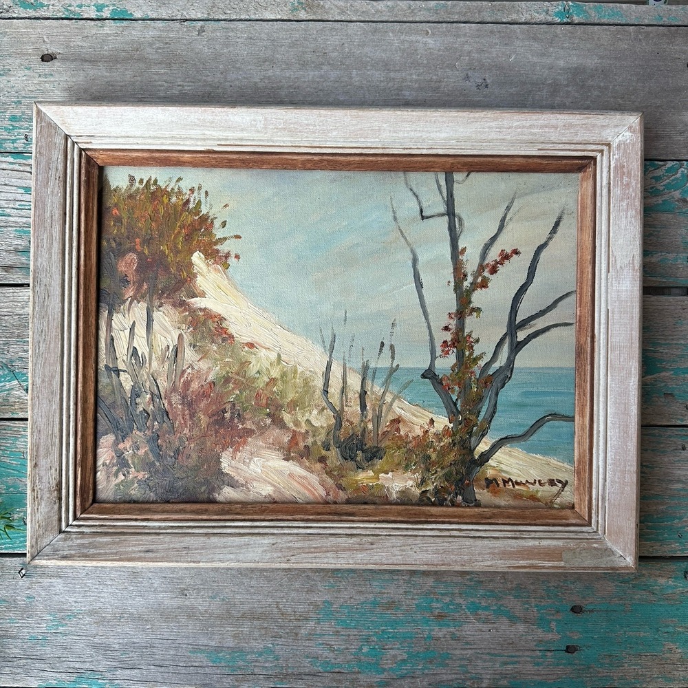 VTG M Mowrey Original Oil Painting 17x12.5 Inch Coastal Baja Sand Dune Landscape